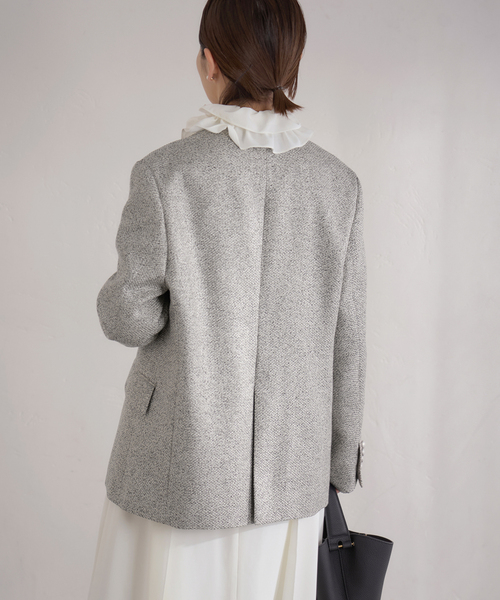 &NAVY ツィーディーダブルジャケット（ノーカラージャケット）｜IENA