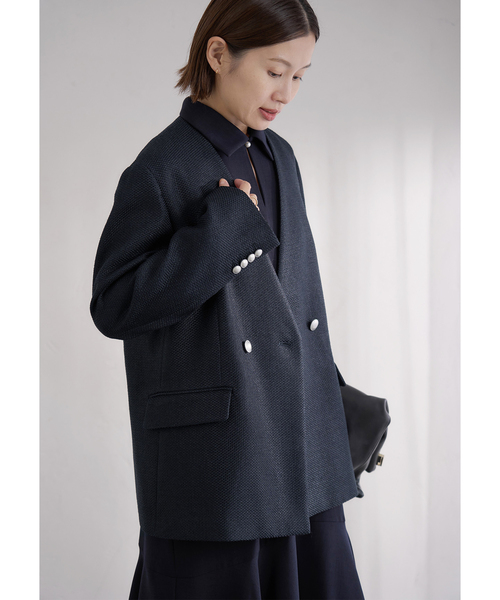 &NAVY ツィーディーダブルジャケット（ノーカラージャケット）｜IENA