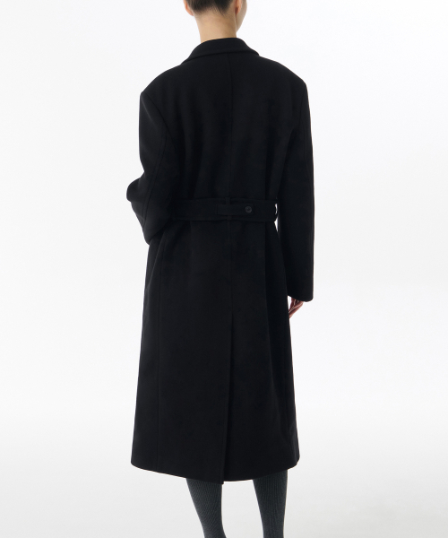MUSINSA STANDARD WOMAN（ムシンサスタンダードウーマン）の「[ジェヒョンギョン コラボ] ウィメンズ カシミヤブレンド マキシ ダブル ローブコート [ブラック]（チェスターコート・レディース・その他・S/M）」の10枚目の写真