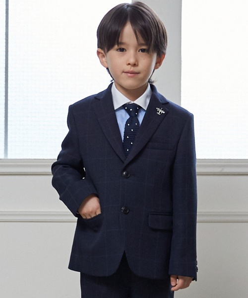 petit main（プティマイン）の「【フォーマル】チェックJK+ハーフパンツセット（スーツセット・キッズ・ネイビー・110cm/130cm/120cm）」の4枚目の写真
