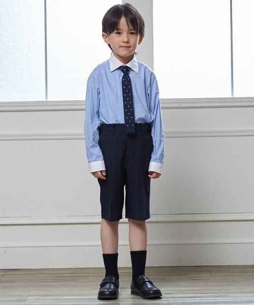 petit main（プティマイン）の「【フォーマル】チェックJK+ハーフパンツセット（スーツセット・キッズ・ネイビー・110cm/130cm/120cm）」の5枚目の写真
