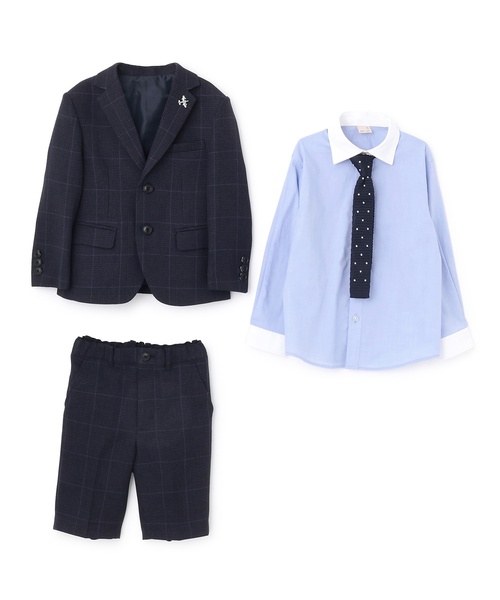 petit main（プティマイン）の「【フォーマル】チェックJK+ハーフパンツセット（スーツセット・キッズ・ネイビー・110cm/130cm/120cm）」の11枚目の写真
