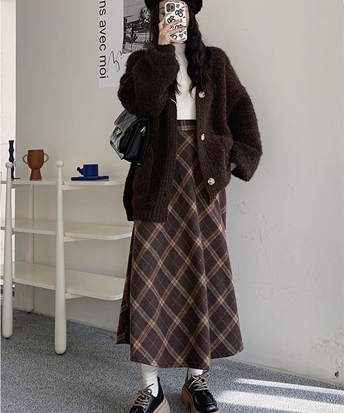 gossip!ロサンゼルス(ゴシップロサンゼルス)の「チェックパターン フレアスカート(スカート・レディース・ブラウン・L/M)」の10枚目の写真