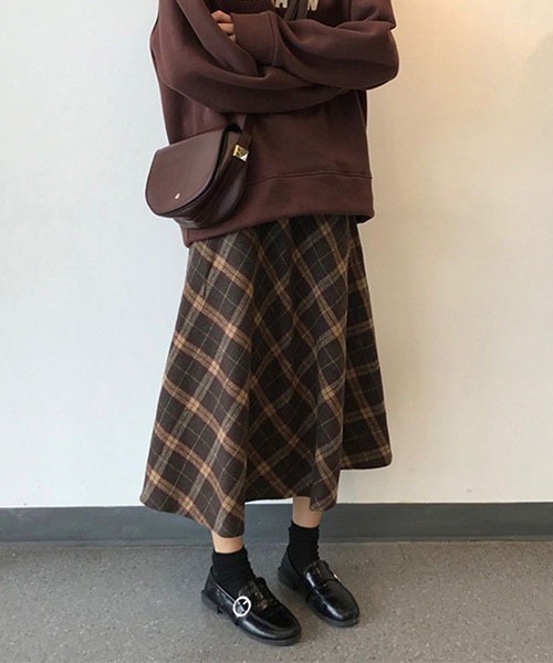 gossip!ロサンゼルス(ゴシップロサンゼルス)の「チェックパターン フレアスカート(スカート・レディース・ブラウン・L/M)」の20枚目の写真