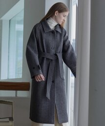 Wool Raglan Belted Coat - Black