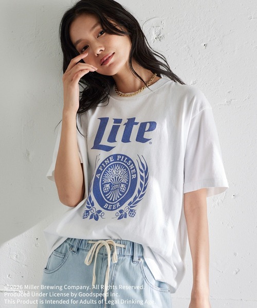 GOOD ROCK SPEED（グッドロックスピード）の「GOOD ROCK SPEED別注 / Miller Lite T（Tシャツ/カットソー・レディース・ネイビー/ホワイト・FREE）」の4枚目の写真