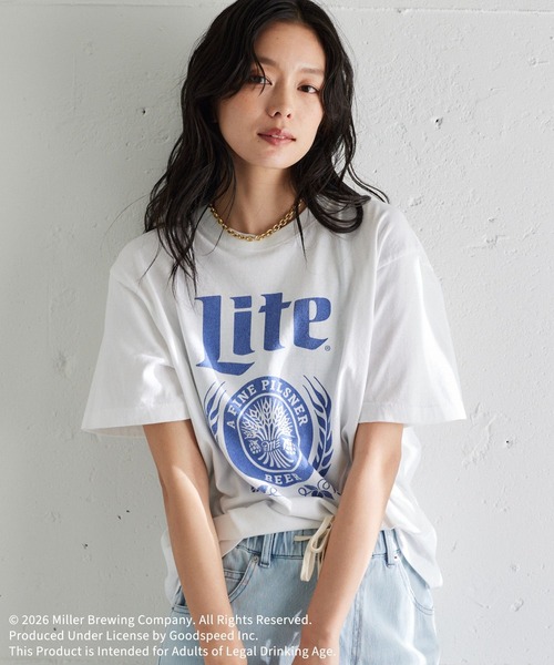 GOOD ROCK SPEED（グッドロックスピード）の「GOOD ROCK SPEED別注 / Miller Lite T（Tシャツ/カットソー・レディース・ネイビー/ホワイト・FREE）」の6枚目の写真