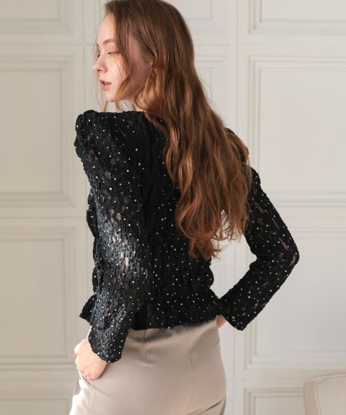 DONOBAN（ドノバン）の「パフショルダーレースロングスリーブ（Tシャツ/カットソー・レディース・ホワイト/ブラック・ONE SIZE）」の15枚目の写真