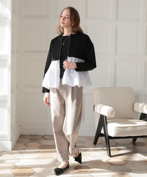 DONOBAN（ドノバン）の「パフショルダーレースロングスリーブ（Tシャツ/カットソー・レディース・ホワイト/ブラック・ONE SIZE）」の18枚目の写真