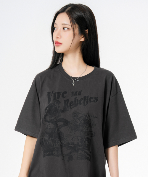 MOZMOZ(モズモズ)の「ガレージラック オーバーサイズ 半袖Tシャツ チャコール(Tシャツ/カットソー・レディース・その他・XL/M)」の1枚目の写真
