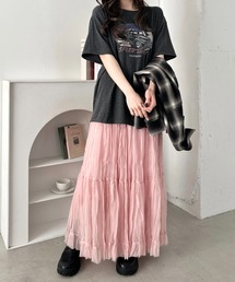 フリルチュールフレアロングスカート