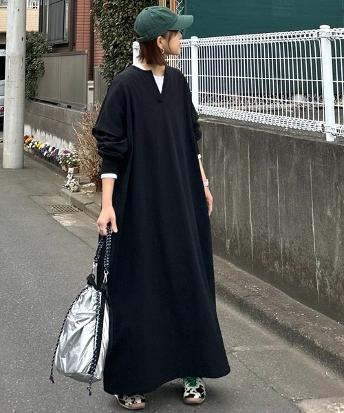 notch.（ノッチ）の「【notch. by KR 】キーネックビッグワンピース（ワンピース・レディース・ブラック/ダークグレー/ブルー・M/TM）」の14枚目の写真