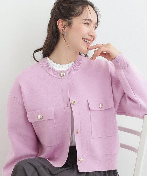 SHOO・LA・RUE（シューラルー）の「【洗濯機可/S-LL】金ボタンがアクセント ニットカーディガン（カーディガン/ボレロ・レディース・アイボリー/ネイビー/ベビーピンク・04/03/02/01）」の3枚目の写真