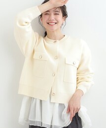 SHOO・LA・RUE | ◆【洗濯機可/S-LL】金ボタンがアクセント ニットカーディガン(カーディガン/ボレロ)