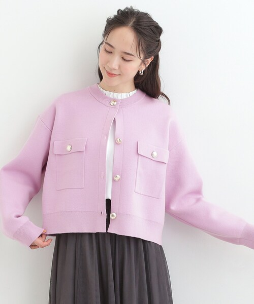 SHOO・LA・RUE（シューラルー）の「【洗濯機可/S-LL】金ボタンがアクセント ニットカーディガン（カーディガン/ボレロ・レディース・アイボリー/ネイビー/ベビーピンク・04/03/02/01）」の22枚目の写真