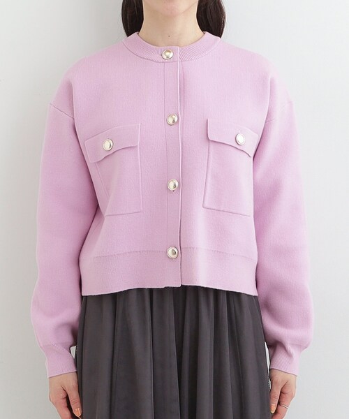 SHOO・LA・RUE（シューラルー）の「【洗濯機可/S-LL】金ボタンがアクセント ニットカーディガン（カーディガン/ボレロ・レディース・アイボリー/ネイビー/ベビーピンク・04/03/02/01）」の11枚目の写真