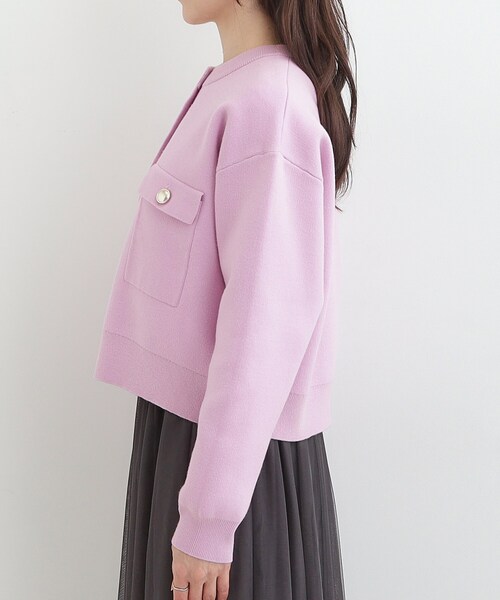 SHOO・LA・RUE（シューラルー）の「【洗濯機可/S-LL】金ボタンがアクセント ニットカーディガン（カーディガン/ボレロ・レディース・アイボリー/ネイビー/ベビーピンク・04/03/02/01）」の12枚目の写真