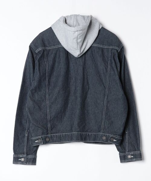 GUESS JEANS(ゲスジーンズ)の「GUESS JEANS Cropped Trucker Jacket アウター デニムジャケット(デニムジャケット・メンズ・ダークネイビー・SMALL/MEDIUM/LARGE/X-LARGE)」の8枚目の写真