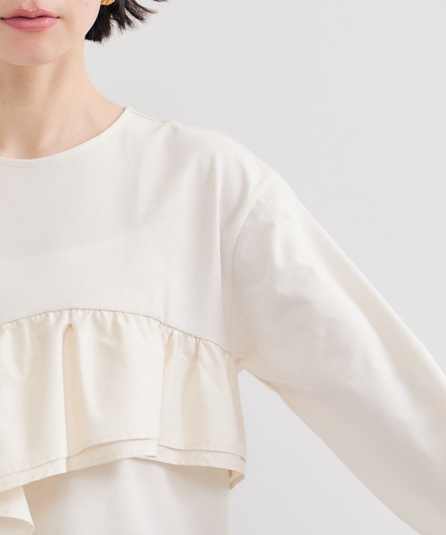 le cercle ADAM ET ROPE'(ルセルクルアダムエロペ)の「シアーフリルアシメコンビプルオーバー(Tシャツ/カットソー・レディース・ブラック/オフホワイト・FREE)」の19枚目の写真