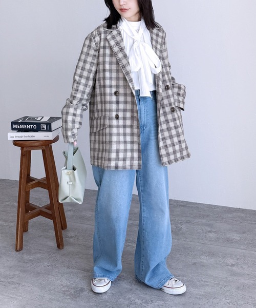 reca(レカ)の「チェック/ダブルテーラードジャケット(テーラードジャケット・レディース・ベージュ/アイボリー/ネイビー/ブラック系その他・FREE)」の16枚目の写真