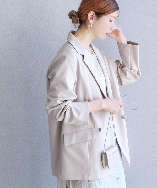 reca(レカ)の「チェック/ダブルテーラードジャケット(テーラードジャケット・レディース・ベージュ/アイボリー/ネイビー/ブラック系その他・FREE)」の11枚目の写真