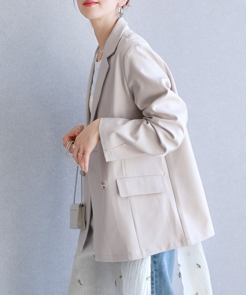 reca(レカ)の「チェック/ダブルテーラードジャケット(テーラードジャケット・レディース・ベージュ/アイボリー/ネイビー/ブラック系その他・FREE)」の12枚目の写真