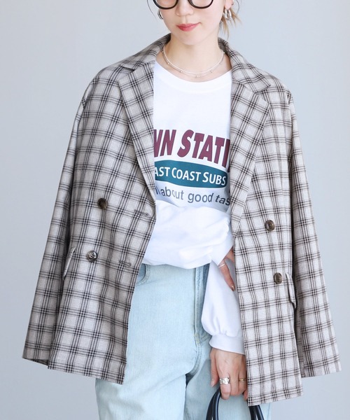reca(レカ)の「チェック/ダブルテーラードジャケット(テーラードジャケット・レディース・ベージュ/アイボリー/ネイビー/ブラック系その他・FREE)」の17枚目の写真