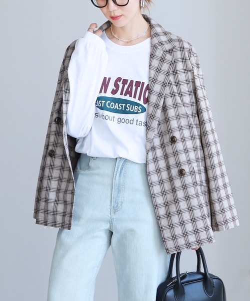 reca(レカ)の「チェック/ダブルテーラードジャケット(テーラードジャケット・レディース・ベージュ/アイボリー/ネイビー/ブラック系その他・FREE)」の18枚目の写真