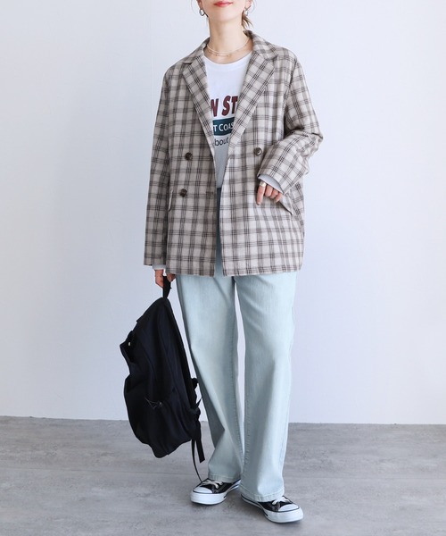 reca(レカ)の「チェック/ダブルテーラードジャケット(テーラードジャケット・レディース・ベージュ/アイボリー/ネイビー/ブラック系その他・FREE)」の19枚目の写真