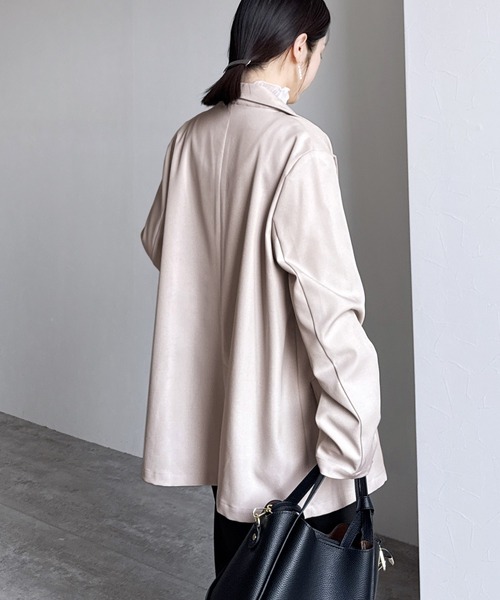 reca(レカ)の「チェック/ダブルテーラードジャケット(テーラードジャケット・レディース・ベージュ/アイボリー/ネイビー/ブラック系その他・FREE)」の6枚目の写真