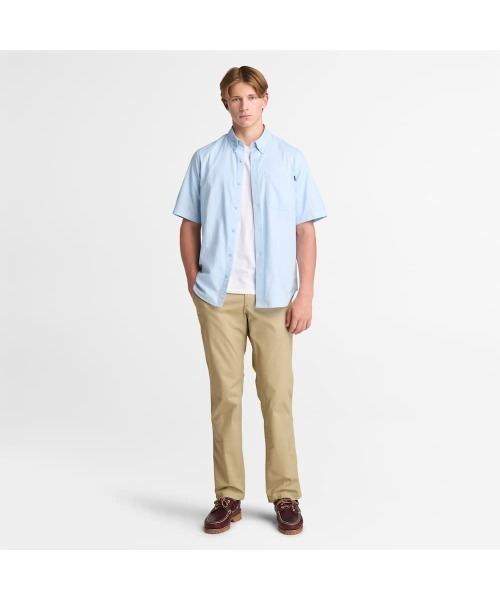 Timberland(ティンバーランド)の「半袖 ヤーン ダイ オックスフォード シャツ メンズ(シャツ/ブラウス・メンズ・スカイブルー・X-LARGE/MEDIUM/LARGE)」の2枚目の写真