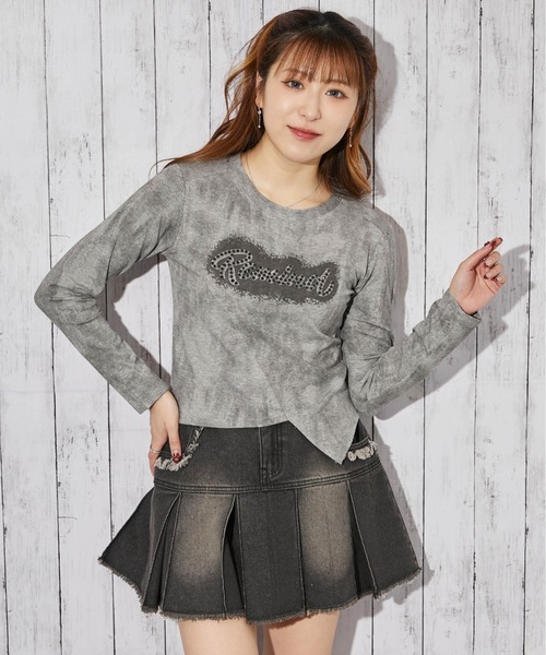 GORGE(ゴージ)の「《ムラ染め×アシンメトリー》カットソー/秋冬春/全3色(Tシャツ/カットソー・レディース・ブラック/ホワイト/グレー・F)」の3枚目の写真