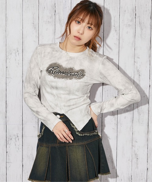 GORGE(ゴージ)の「《ムラ染め×アシンメトリー》カットソー/秋冬春/全3色(Tシャツ/カットソー・レディース・ブラック/ホワイト/グレー・F)」の1枚目の写真
