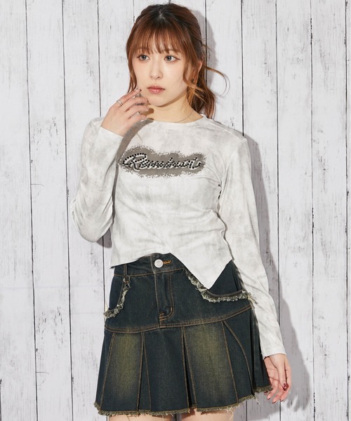 GORGE(ゴージ)の「《ムラ染め×アシンメトリー》カットソー/秋冬春/全3色(Tシャツ/カットソー・レディース・ブラック/ホワイト/グレー・F)」の4枚目の写真