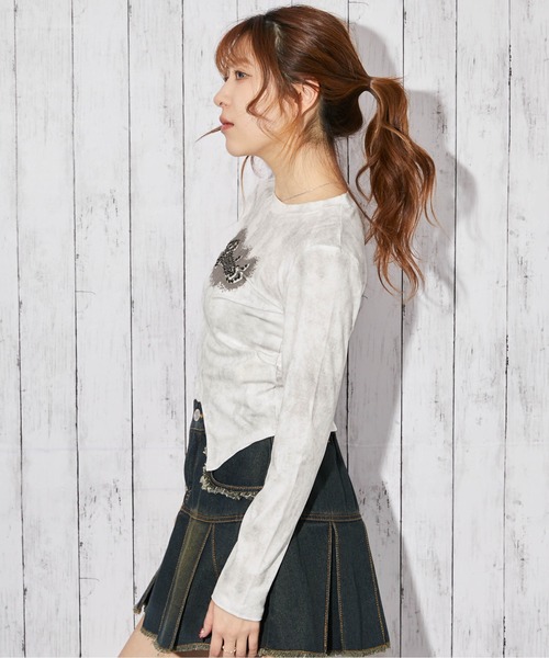 GORGE(ゴージ)の「《ムラ染め×アシンメトリー》カットソー/秋冬春/全3色(Tシャツ/カットソー・レディース・ブラック/ホワイト/グレー・F)」の6枚目の写真
