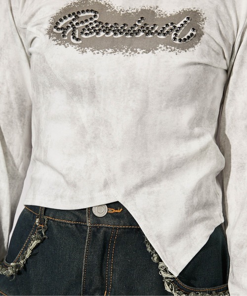 GORGE(ゴージ)の「《ムラ染め×アシンメトリー》カットソー/秋冬春/全3色(Tシャツ/カットソー・レディース・ブラック/ホワイト/グレー・F)」の8枚目の写真