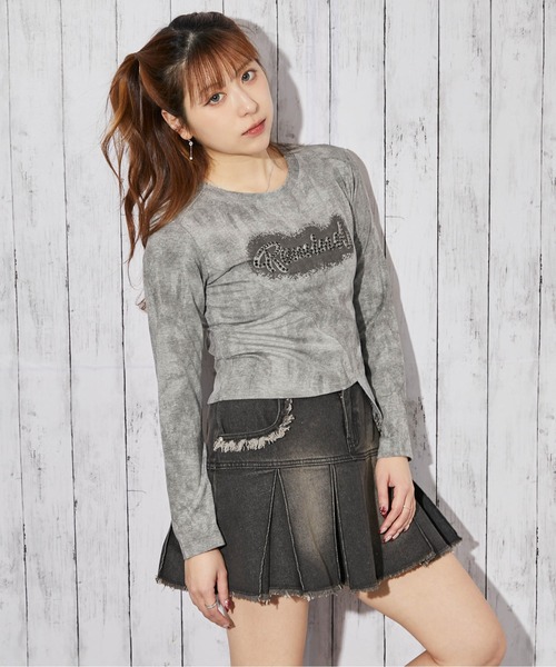 GORGE(ゴージ)の「《ムラ染め×アシンメトリー》カットソー/秋冬春/全3色(Tシャツ/カットソー・レディース・ブラック/ホワイト/グレー・F)」の14枚目の写真