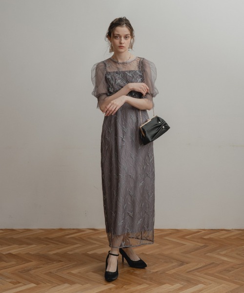 Dorry Doll(ドリードール)の「リーフレースセットドレス(ドレス・レディース・グレー/グリーン/ブラウン・MEDIUM)」の1枚目の写真