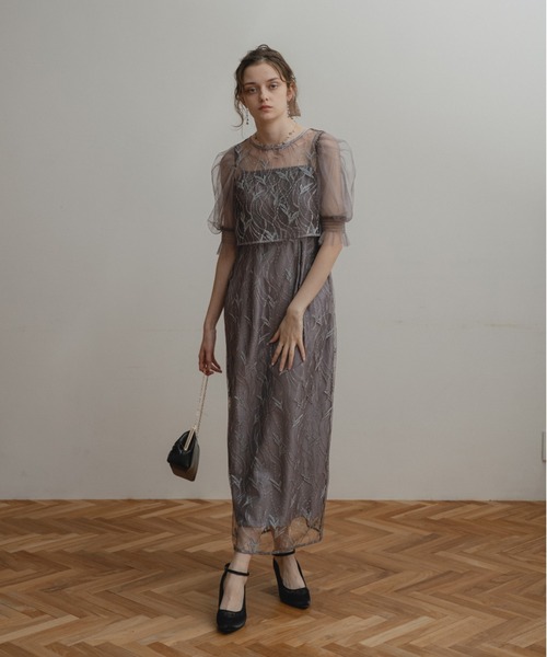 Dorry Doll(ドリードール)の「リーフレースセットドレス(ドレス・レディース・グレー/グリーン/ブラウン・MEDIUM)」の4枚目の写真