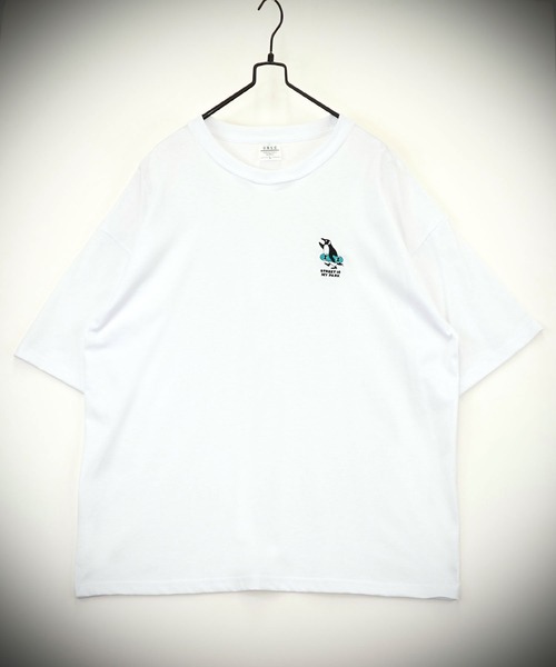 Burner(バーナー)の「【GROOVY STORE】WIDE Crew Neck T-Shirt ワンポイントロゴ刺繍(Tシャツ/カットソー・メンズ・ホワイト系その他2/イエロー系その他/ブラック/ミント/スミクロ/ダークネイビー/ブラック系3/ホワイト系その他/ホワイト/ダークグリーン/杢グレー/ブラック系2・L/M/LL)」の2枚目の写真