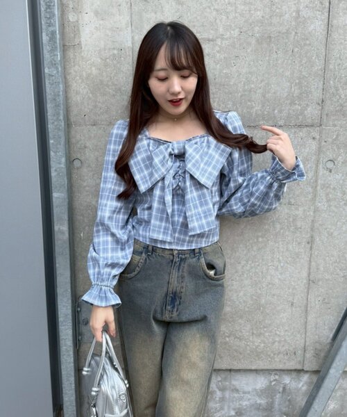 Another Branch olive des olive(アナザーブランチオリーブデオリーブ)の「フロントBIGリボンブラウス(シャツ/ブラウス・レディース・ブルー/オフホワイト/その他11/ネイビー・FREE)」の21枚目の写真