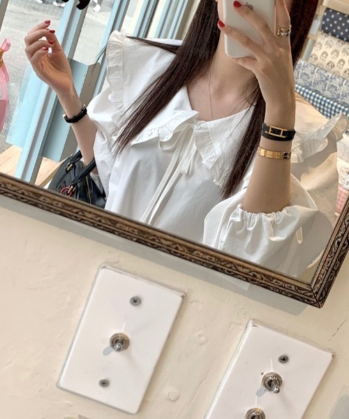 LOULOU select（ルルセレクト）の「フリルカラーシャツミニワンピース（シャツワンピース・レディース・オフホワイト・M）」の7枚目の写真