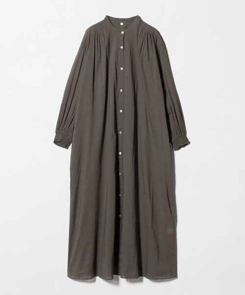 green label relaxing（グリーンレーベルリラクシング）の「ギャザー ソリッド シャツワンピース（シャツワンピース・レディース・ダークグレー・FREE）」の7枚目の写真