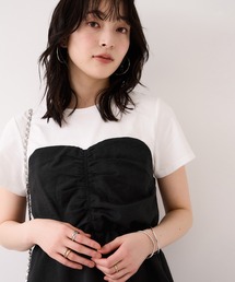 【WEB限定】美easyリネンライクシャーリングビスチェドッキングトップス/イージーケア・接触冷感