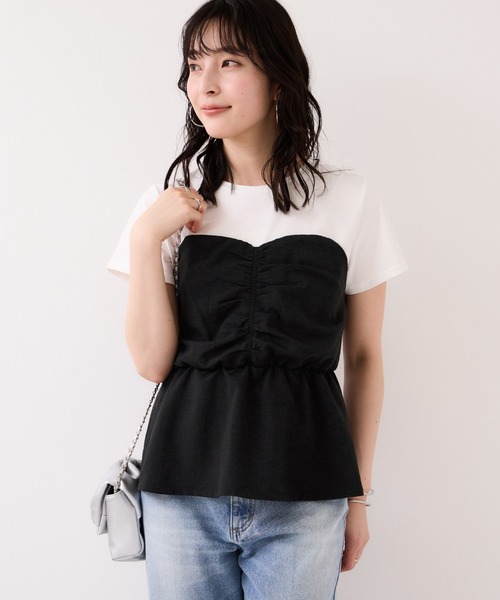VIS(ビス)の「【WEB限定】美easyリネンライクシャーリングビスチェドッキングトップス/イージーケア・接触冷感(Tシャツ/カットソー・レディース・ブラック/ピンク/キナリ/グレー・FREE)」の7枚目の写真