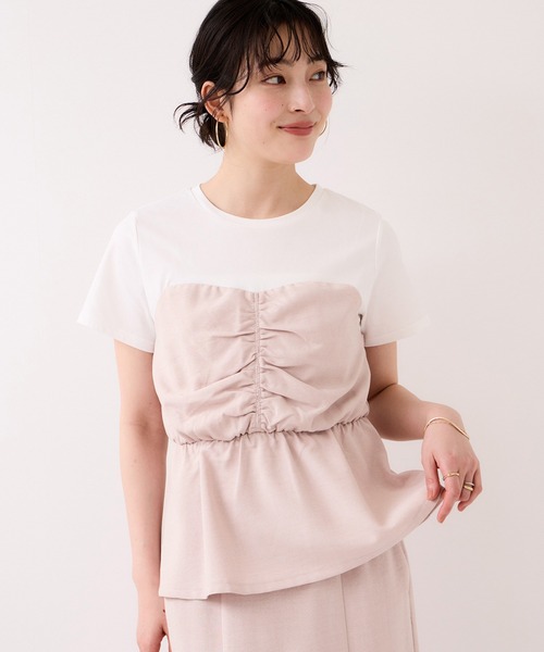 VIS(ビス)の「【WEB限定】美easyリネンライクシャーリングビスチェドッキングトップス/イージーケア・接触冷感(Tシャツ/カットソー・レディース・ブラック/ピンク/キナリ/グレー・FREE)」の13枚目の写真