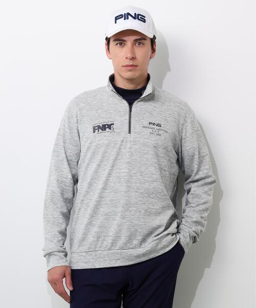 【グレー】全方向ストレッチダブルフェイスドライミックスアイストーンハーフジップカットソー<NATIVE> (LADIES) セール】【PING APPAREL】全方向ストレッチダブルフェイスドライ