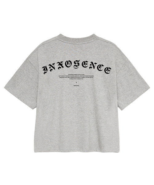 ELIMENO(エリメノ)の「EL イノセンス メンズ クロップ 半袖Tシャツ 3カラー(Tシャツ/カットソー・メンズ・ブラック/ホワイト/グレー・1/2/3)」の3枚目の写真