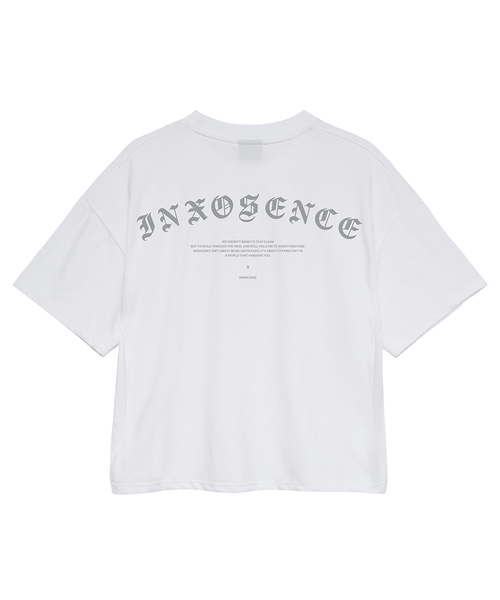 ELIMENO(エリメノ)の「EL イノセンス メンズ クロップ 半袖Tシャツ 3カラー(Tシャツ/カットソー・メンズ・ブラック/ホワイト/グレー・1/2/3)」の2枚目の写真
