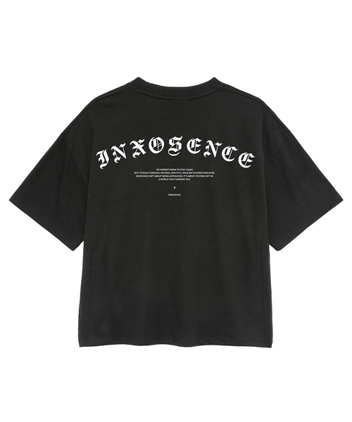 ELIMENO(エリメノ)の「EL イノセンス メンズ クロップ 半袖Tシャツ 3カラー(Tシャツ/カットソー・メンズ・ブラック/ホワイト/グレー・1/2/3)」の1枚目の写真